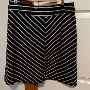 Navy Blue and beige Knee length skirt.